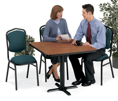 Four Padded-Back Chairs and 36" Square Table