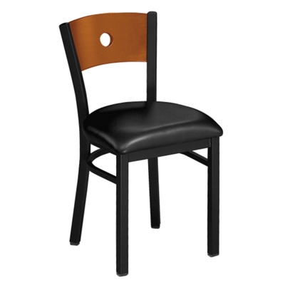 Circle-Back Chair with Wood Back and Black Frame, 44216