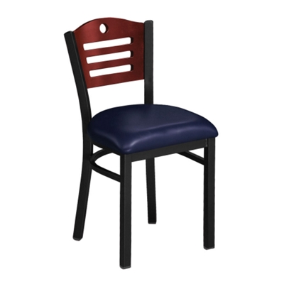 Designer-Back Chair with Wood Back and Black Frame, 44218