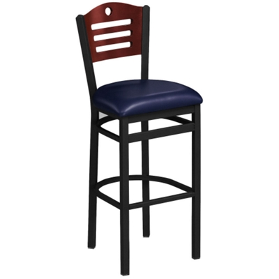 Designer-Back Stool with Wood Back and Black Frame, 44219