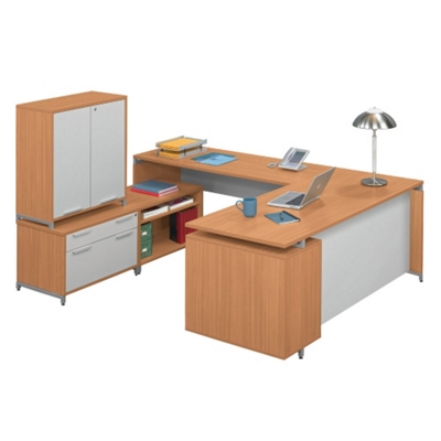 Hi-Low U-Desk with Storage Cabinet, 13180