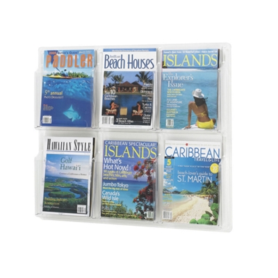 Clear Plastic Six Pocket Magazine Rack, 33130