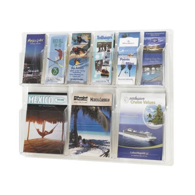 Clear Plastic Nine Pocket Magazine and Pamphlet Rack, 33131