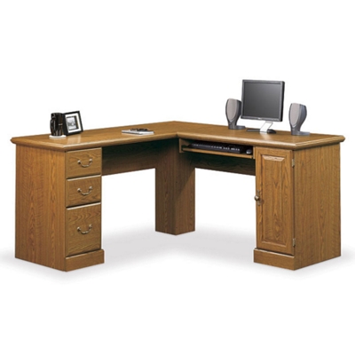 Carolina Oak Compact Computer L-Desk, CD01829