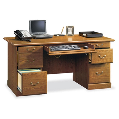 Carolina Oak Double Pedestal Desk, CD01830