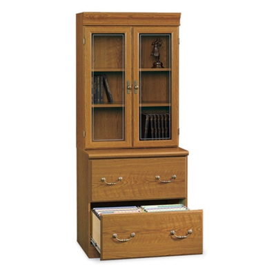Carolina Oak Two Drawer Lateral File with Bookcase, 13065