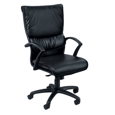 Leather High Back Chair on Wheels, 50466