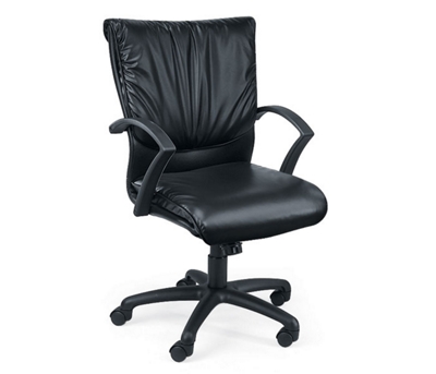 Leather Mid Back Chair on Wheels, 50467