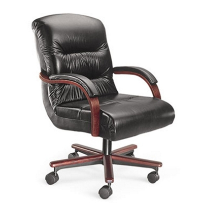 Leather Mid Back Chair on Wheels, 55196