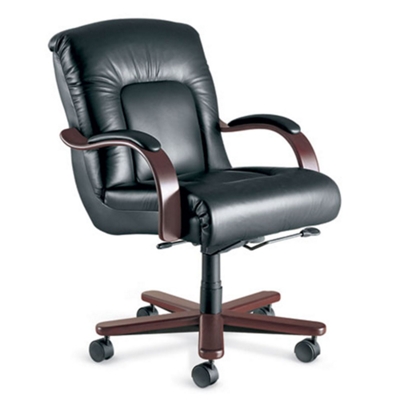 Leather Mid Back Chair on Wheels, 55196