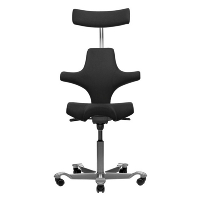 Black Saddle Style Task Chair with Headrest, 56847