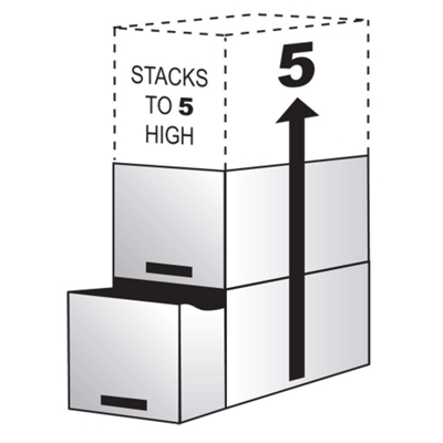 Stacks up to five high.