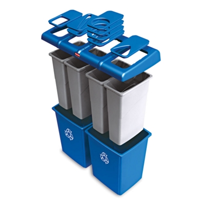 Removable container inserts and interchangable top lids to meet your recycling needs.