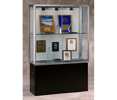 48" Wide Lighted Chrome Floor Case with Base