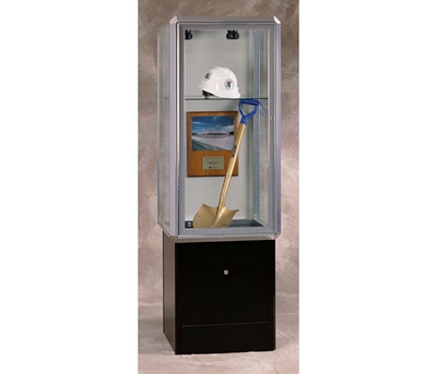 24" Wide Lighted Chrome Tower Case with Base