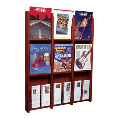 Wood Twelve Pocket Magazine and Brochure Rack