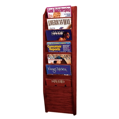 Wood Seven Pocket Magazine Rack