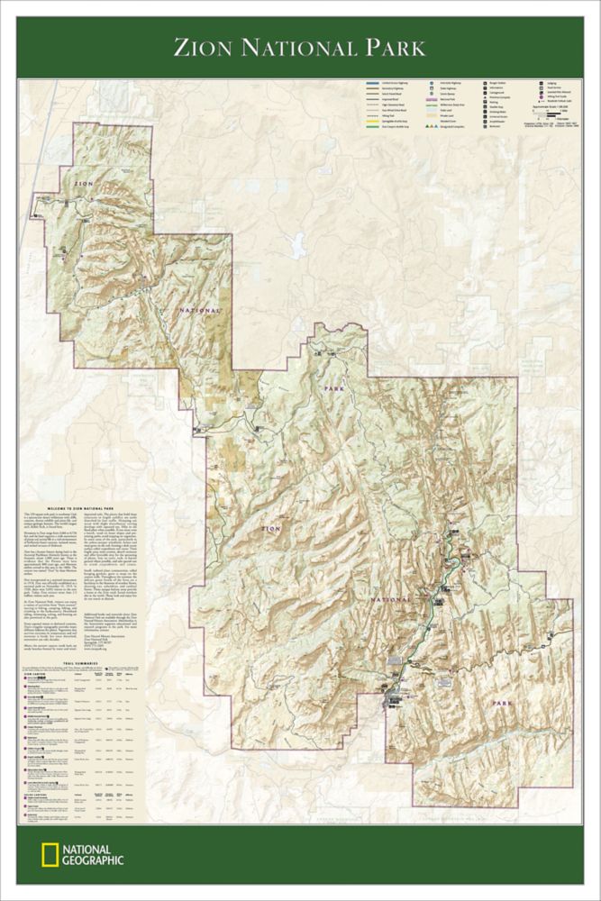 Zion National Park Map Poster