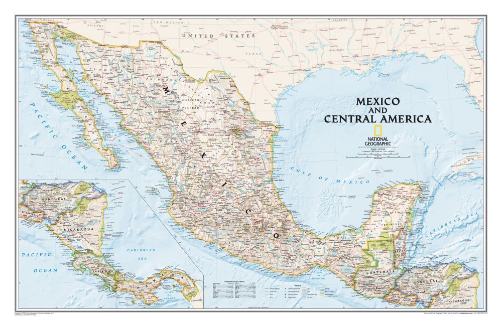 Mexico and Central America Political Map