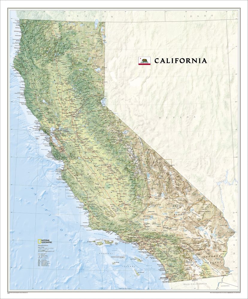 California Wall Map, Laminated