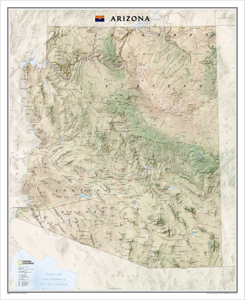 Arizona Wall Map, Laminated