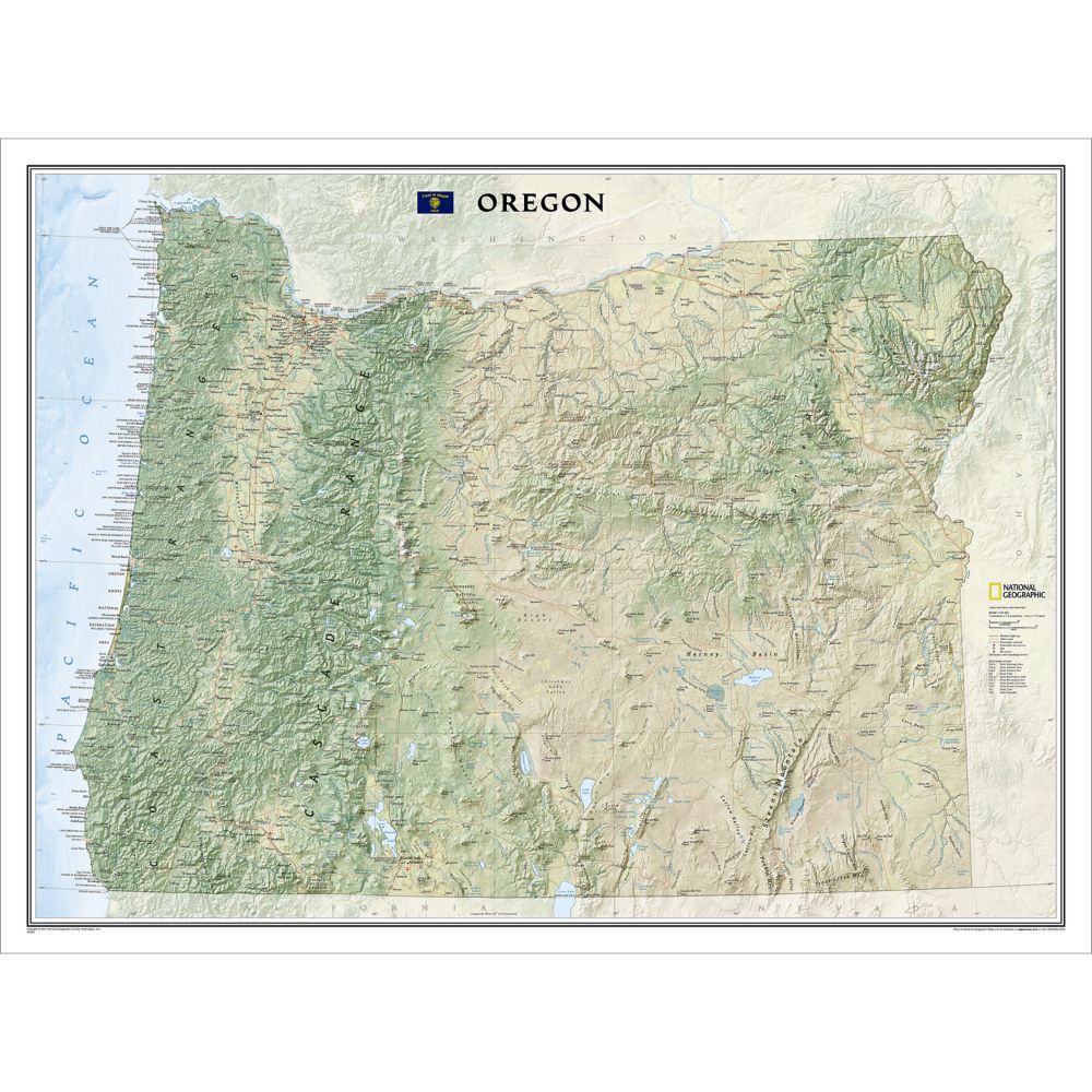 Oregon Wall Map, Laminated