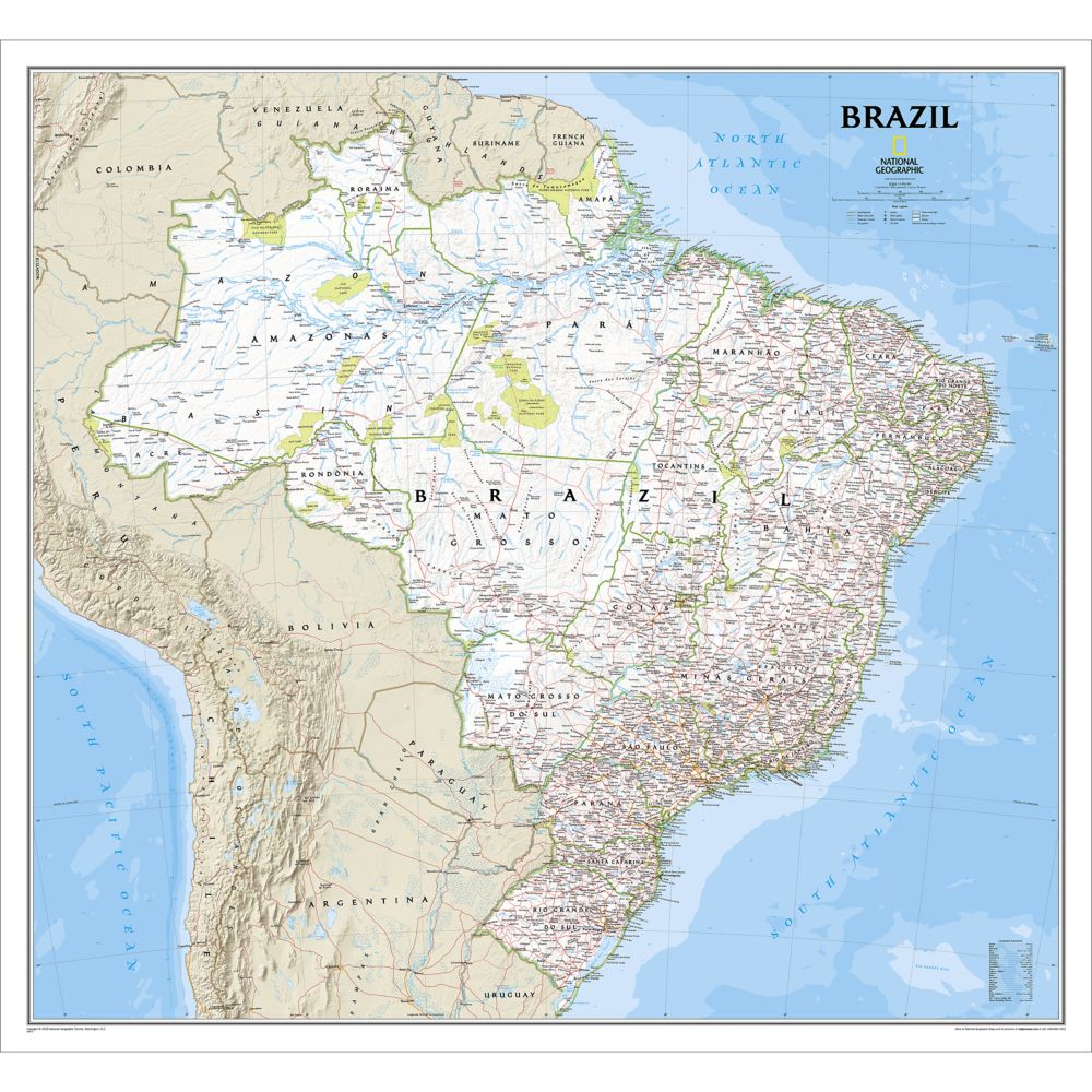 Brazil Political Map (Classic), Laminated
