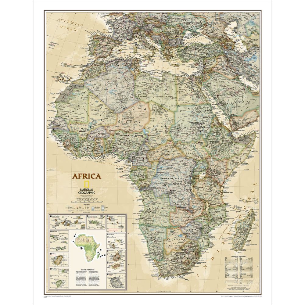 Africa Political Map (Earth-toned), Laminated