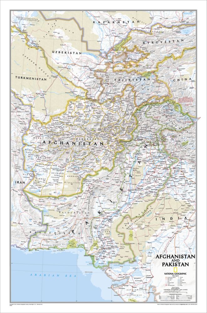 Afghanistan and Pakistan Political Map, Laminated