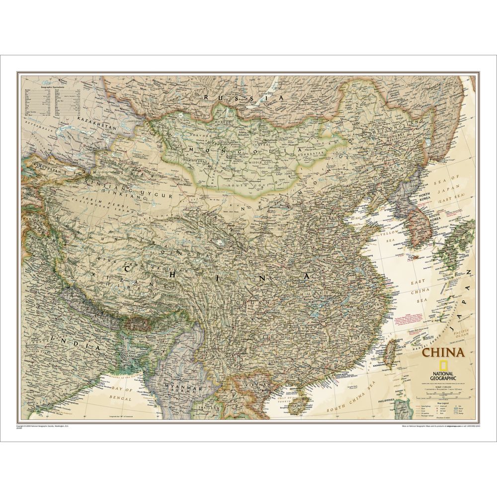 China Political Map (Earth-toned), Laminated