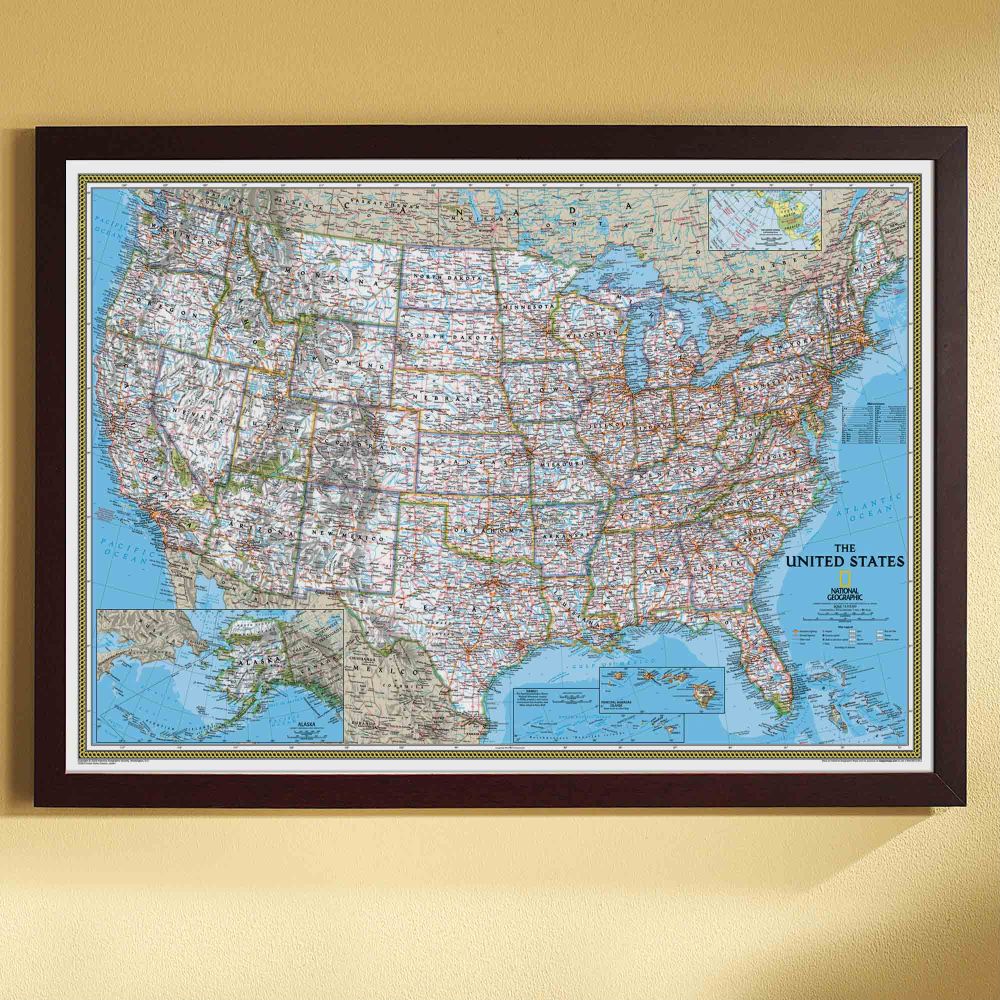 U.S. Political Map (Classic), Poster Size and Framed