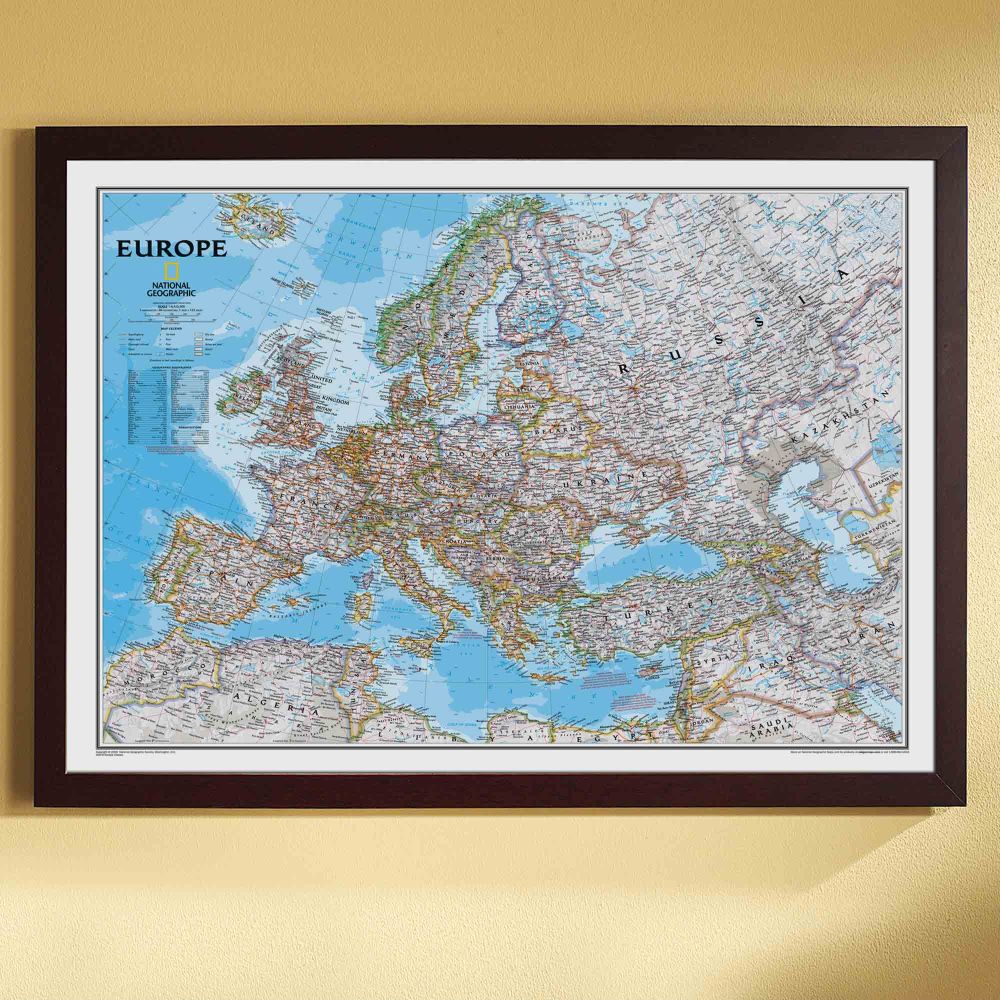Europe Political Map (Classic), Framed