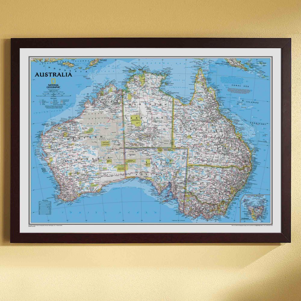 Australia Political Map (Classic), Framed