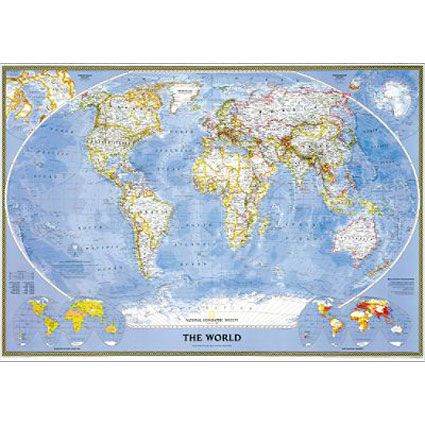 World Political Map (Earth-toned), Spanish Edition