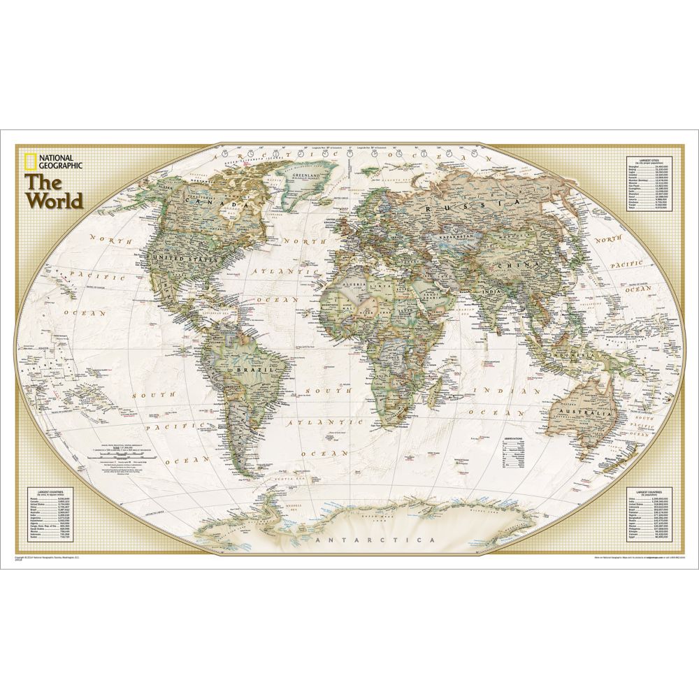 World Explorer Map (Earth-toned), Laminated