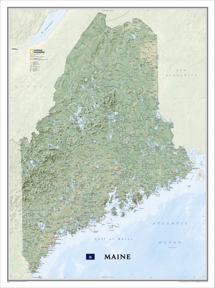 Maine Wall Map, Laminated