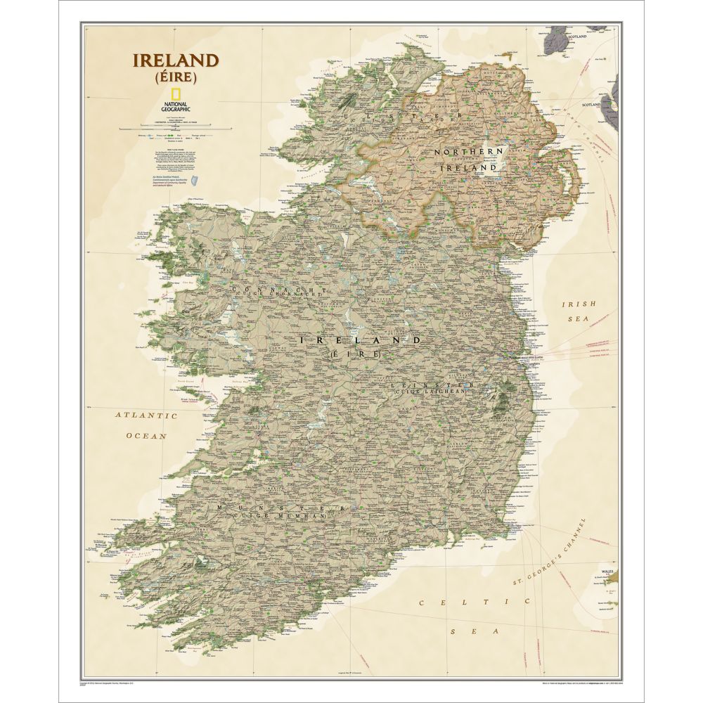 Ireland Political Map (Earth-toned), Laminated