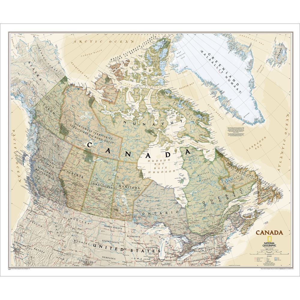 Canada Political Map (Earth-toned), Laminated