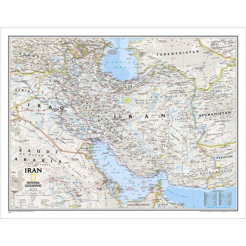 Iran Political Map, Laminated