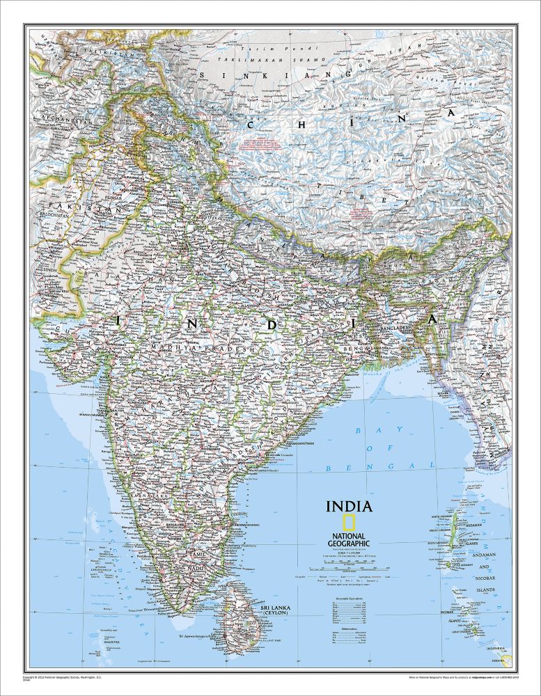 India Political Map, Laminated