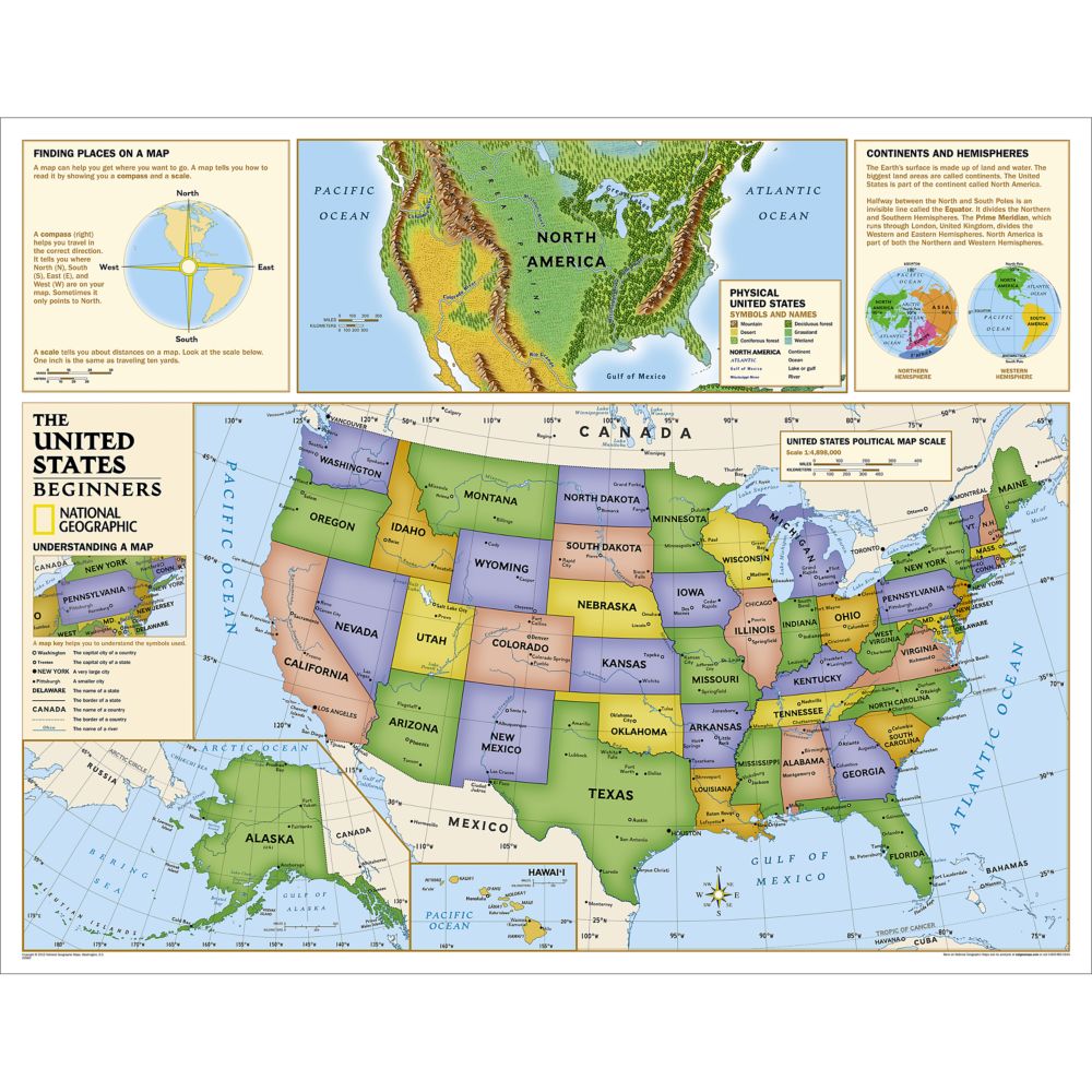 Kids Physical World Education: Grades 4-12 Wall Map, Laminated