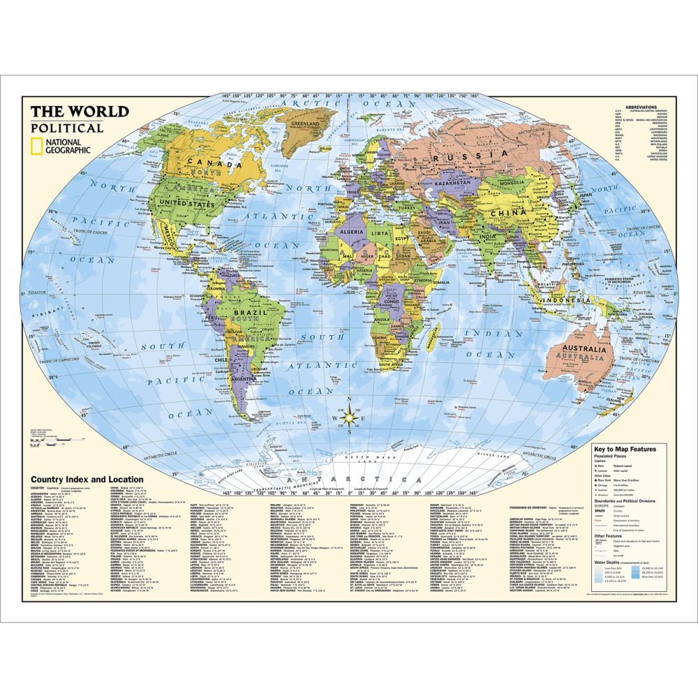 Political World Education Map (Grades 4-12)