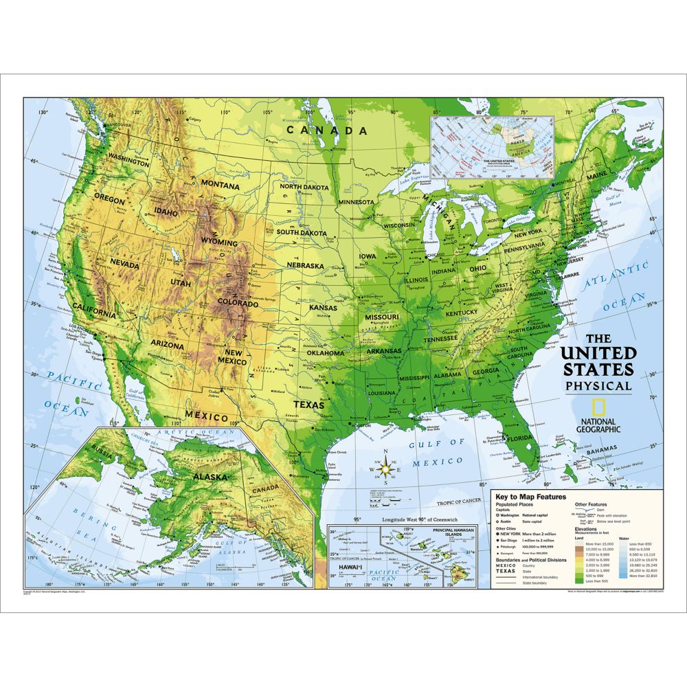 Physical U.S. Education Map (Grades 6-12)