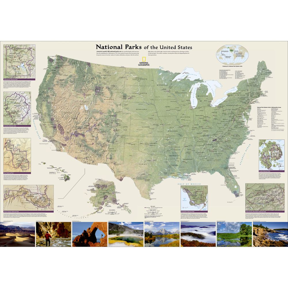 United States National Parks Map, Laminated