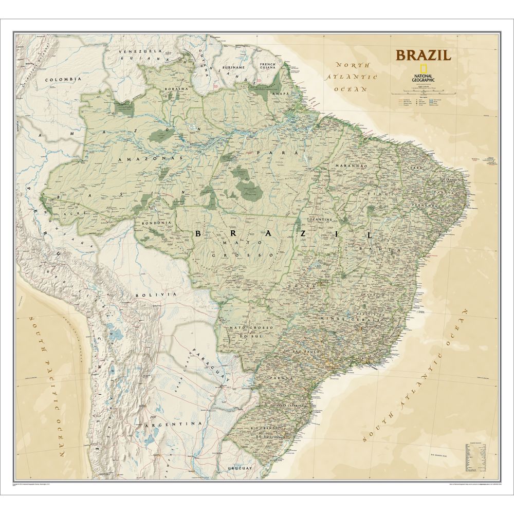 Brazil Political Map (Earth-toned)