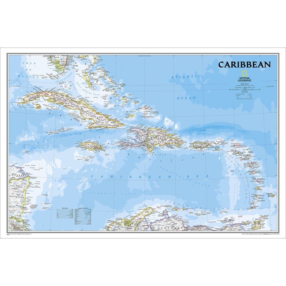 Caribbean Political Map (Classic), Laminated