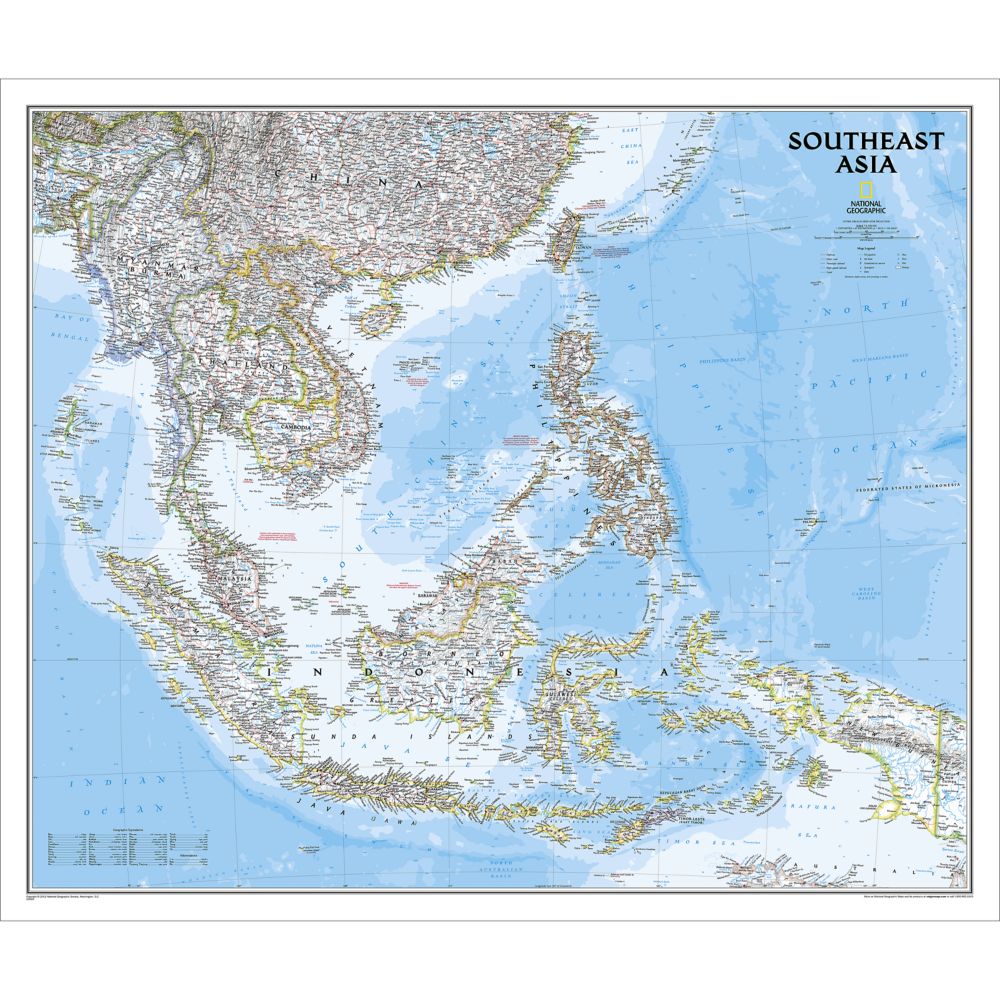 Southeast Asia Political Map, Laminated