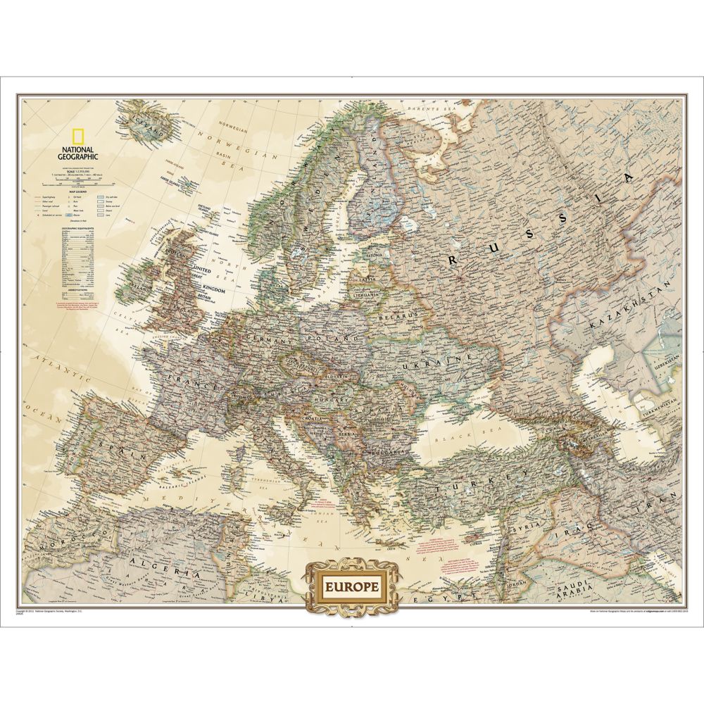 Europe Mural Map (Earth-toned)