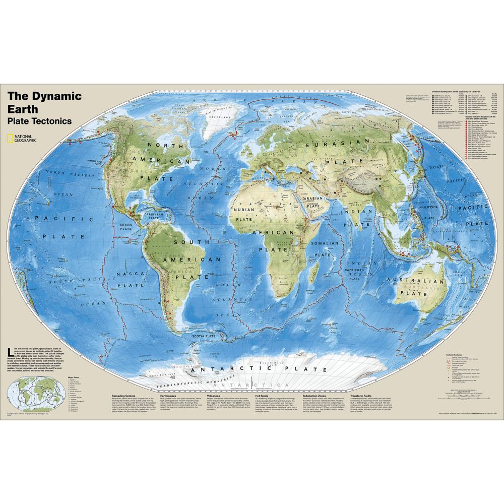 The Dynamic Earth, Plate Tectonics Map, Laminated