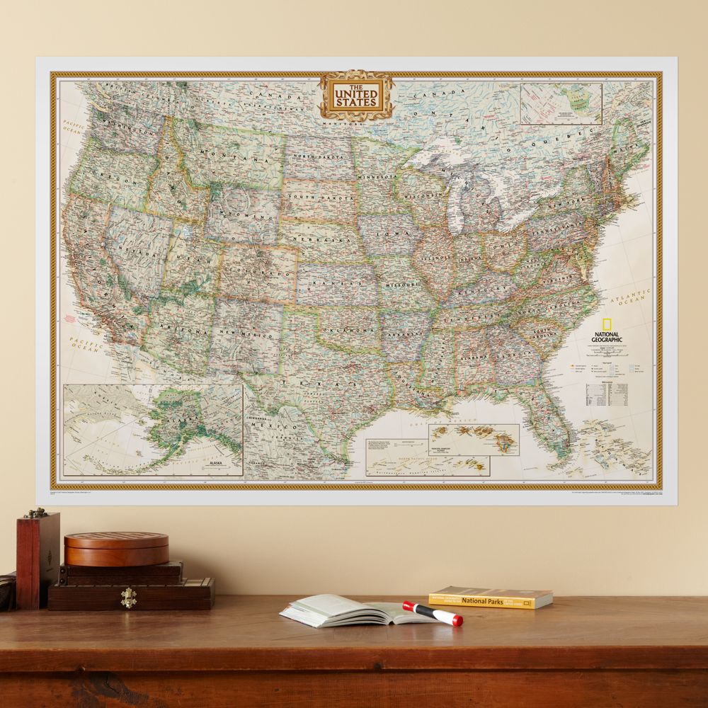 Repositionable U.S. Map, Earth-toned